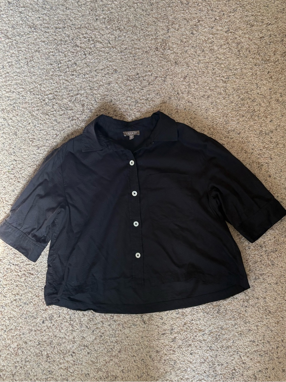 Lilla P. 100% cotton semi sheer black top